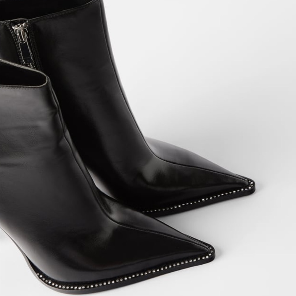 SOLD Zara Shiny Heeled Ankle Boots - Picture 3 of 8